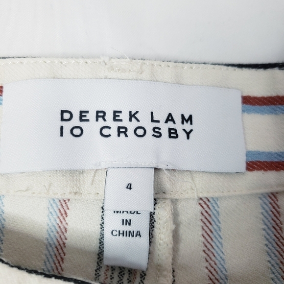 Derek Lam 10 Crosby Ankle Crop Pants Retro Stripe Trousers Cream - Picture 9 of 13